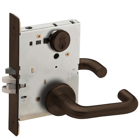 Schlage Grade 1 Entrance Office Mortise Lock, Schlage FSIC With Core, S123 Keyway, 03 Lever, A Rose, Dark Ox L9050R 03A 613